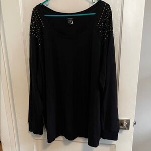 Torrid Black Sweatshirt with Studded Shoulder Detail